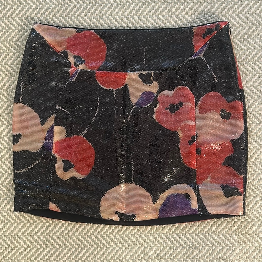 Diane von Furstenberg Sequin Floral Mini Skirt